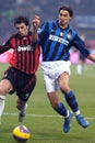 Kakhaber Kaladze and Zlatan Ibrahimovic in action during the match